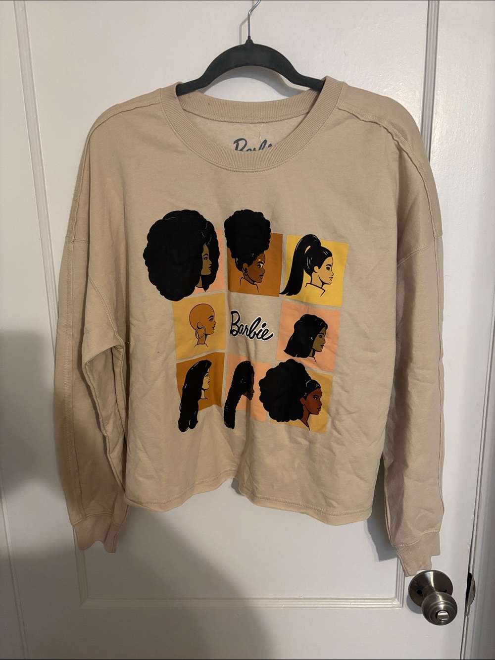 Barbie Beige Graphic Sweatshirt with Multicolor Portrait Panels